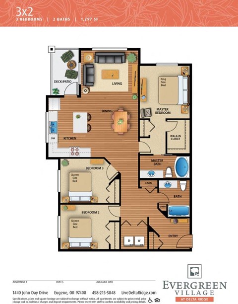 Evergreen at Delta Ridge Apartments 3.2 Flat Floor Plan